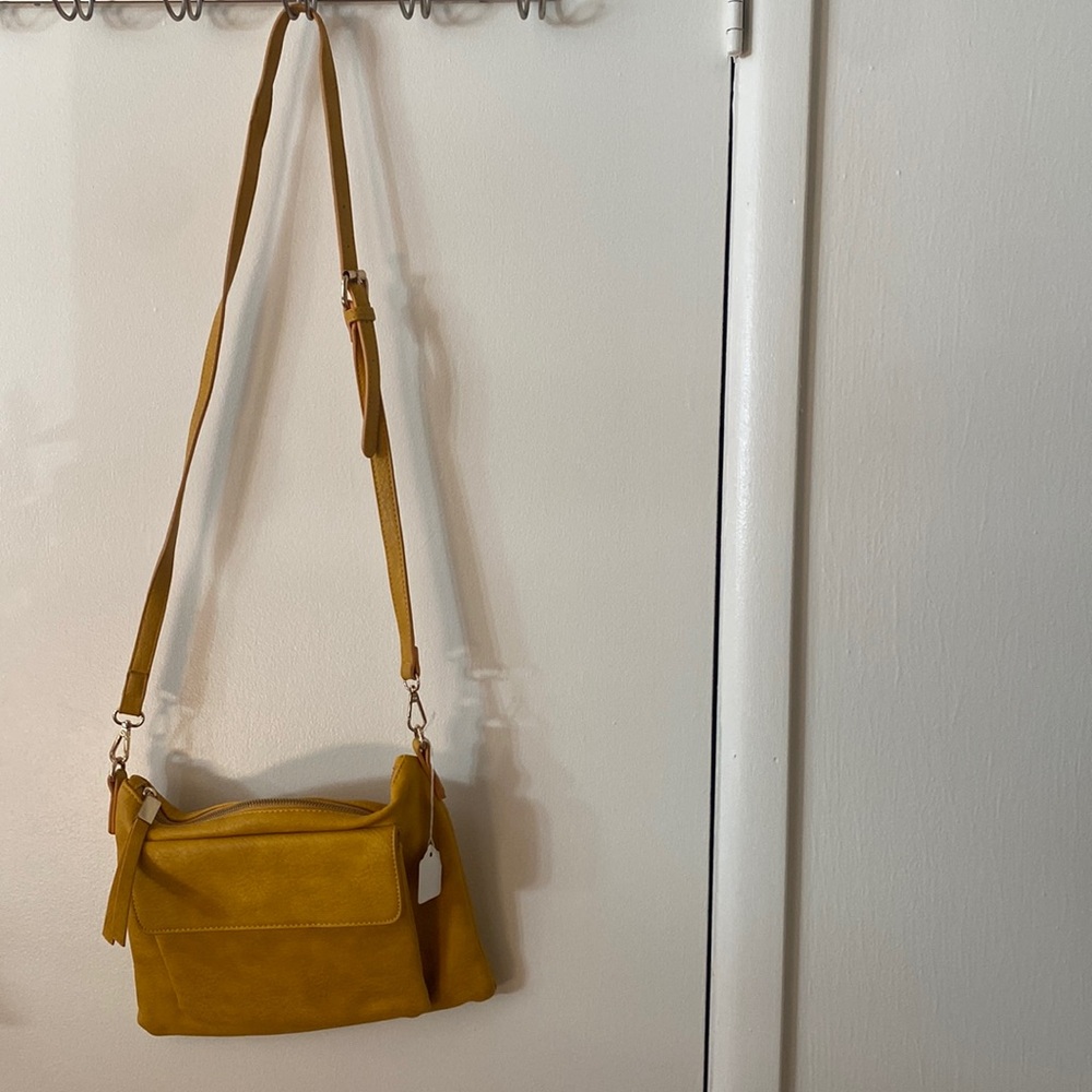 Shiraleah Chicago buttery faux leather mustard color bag